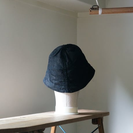 (STOCK)畑帽　綿麻BLACK DNM
