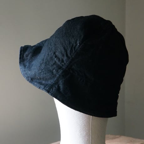 (STOCK)畑帽　綿麻BLACK DNM