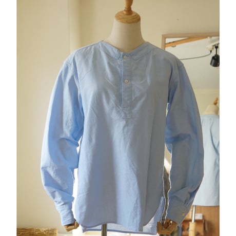 (ORDER)NO COLLER SHIRT BLUE OX