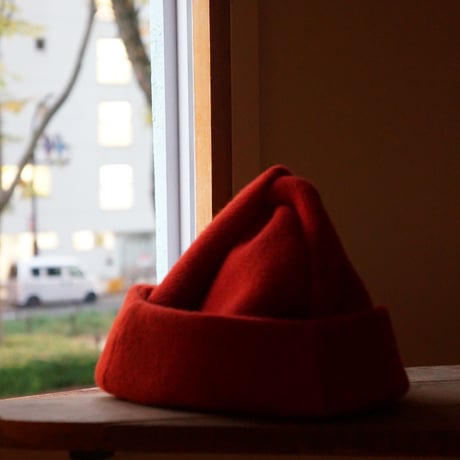 (STOCK)TWIST CAP 朱色ウール
