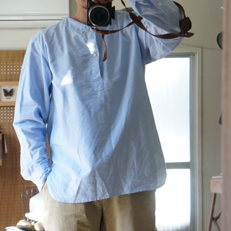 (ORDER)NO COLLER SHIRT BLUE OX