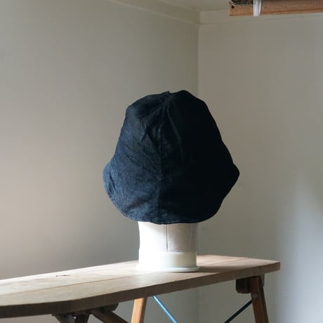 (STOCK)畑帽　綿麻BLACK DNM