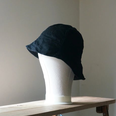 (STOCK)畑帽　綿麻BLACK DNM