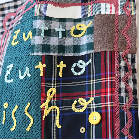 肩掛けことば刺繍トート「zutto zutto isshoチェックb」