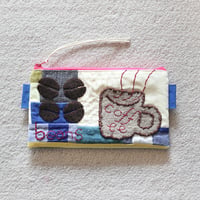 ぺたんこファスナーポーチ　coffeetime　再販ピンク