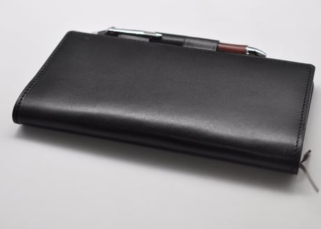 ★送料込み★ほぼ日手帳カバー★weeks,  weeks Mega★栃木レザー　ピット本ヌメ（黒）★