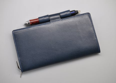 ★送料込み★ほぼ日手帳革カバー★WEEKS★WEEKS MEGA★栃木レザー　ピット本ヌメ（ネイビー）★