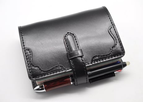 ★送料込み★システム手帳★ミニ６サイズ★リング20ｍｍ★栃木レザー　オイルサドル（ブラック）特A★