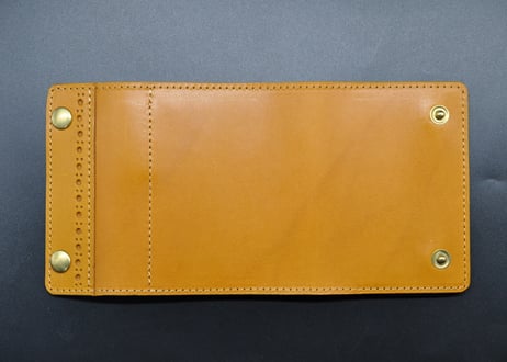 ★送料込み★三つ折り手帳（ノート）革カバー★A７サイズ★栃木レザー ピット本ヌメ（キャメル）
