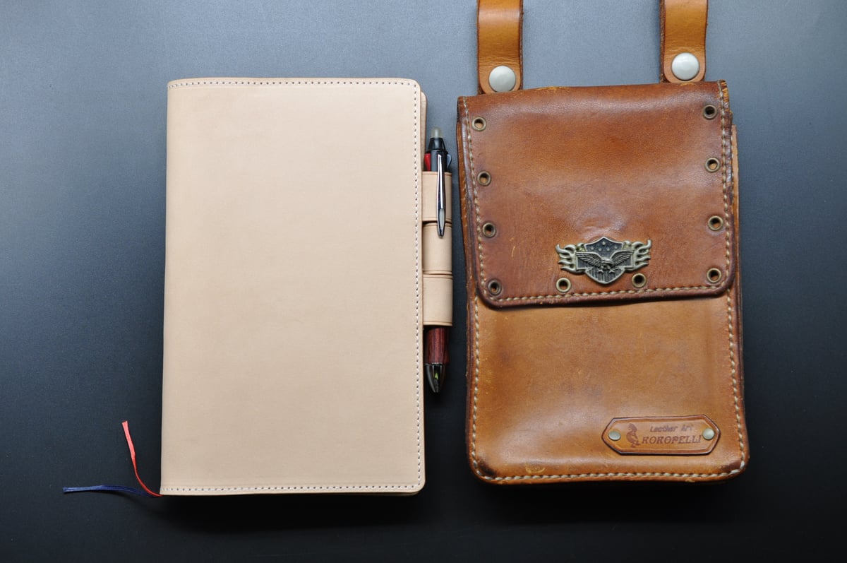 ヌメ革のA5サイズ 手帳カバー117 ペンケース65 ヌメ革のA5サイズ 手帳