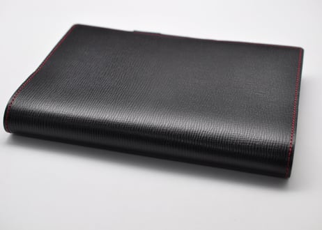 ★送料無料★ほぼ日手帳カバー★カズン★A５サイズ★シボ型押し牛革（ブラック）★