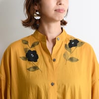 手描きソフトワッシャー・ロングブラウス＜山茶花＞
