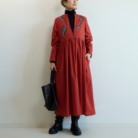 ローブギャザードレス・どんぐりの葉