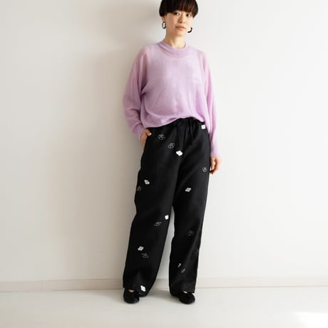 リネンテーパードパンツ　白椿
