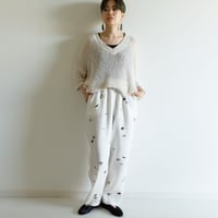 リネンテーパードパンツ　墨梅