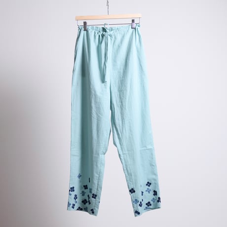 コットンテーパードパンツ・ウエスト調節可能・紫陽花