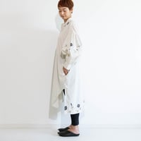 ソフトワッシャー・ロングブラウス/手描き更紗牡丹 /エクリュ