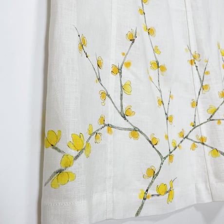 後ろギャザースカート　手描き蝋梅（ロウバイ）