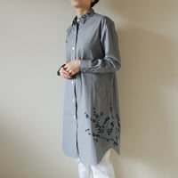 シャツワンピース　ギンガムチェック黒　＜梅にうぐいす＞