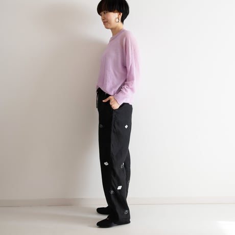 リネンテーパードパンツ　白椿