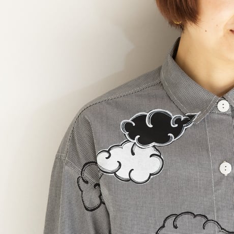 ロングシャツ　ギンガムチェック黒　＜雲＞