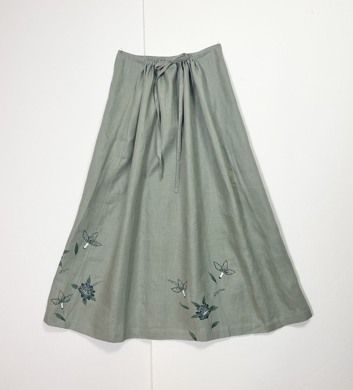 後ろギャザースカート 手描き更紗 | akkaの手描き服