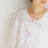 リネン・長袖ブラウス 桜