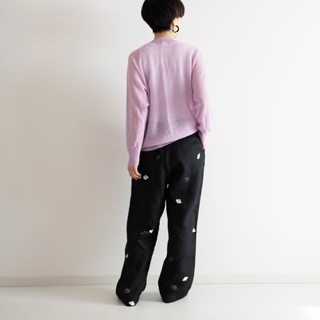 リネンテーパードパンツ　白椿