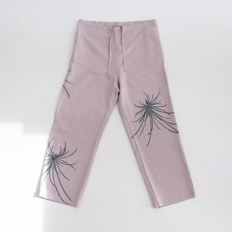 リネンテーパードパンツ　墨乱菊