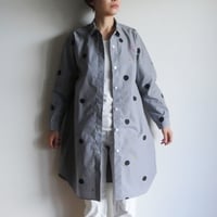 ロングシャツ　ギンガムチェック黒　＜水玉と梅＞