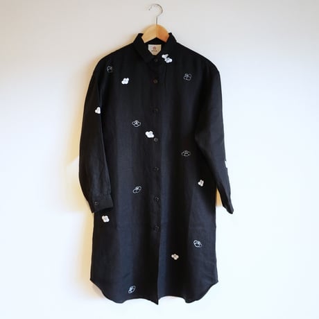 リネン・ロングシャツ白＜椿＞