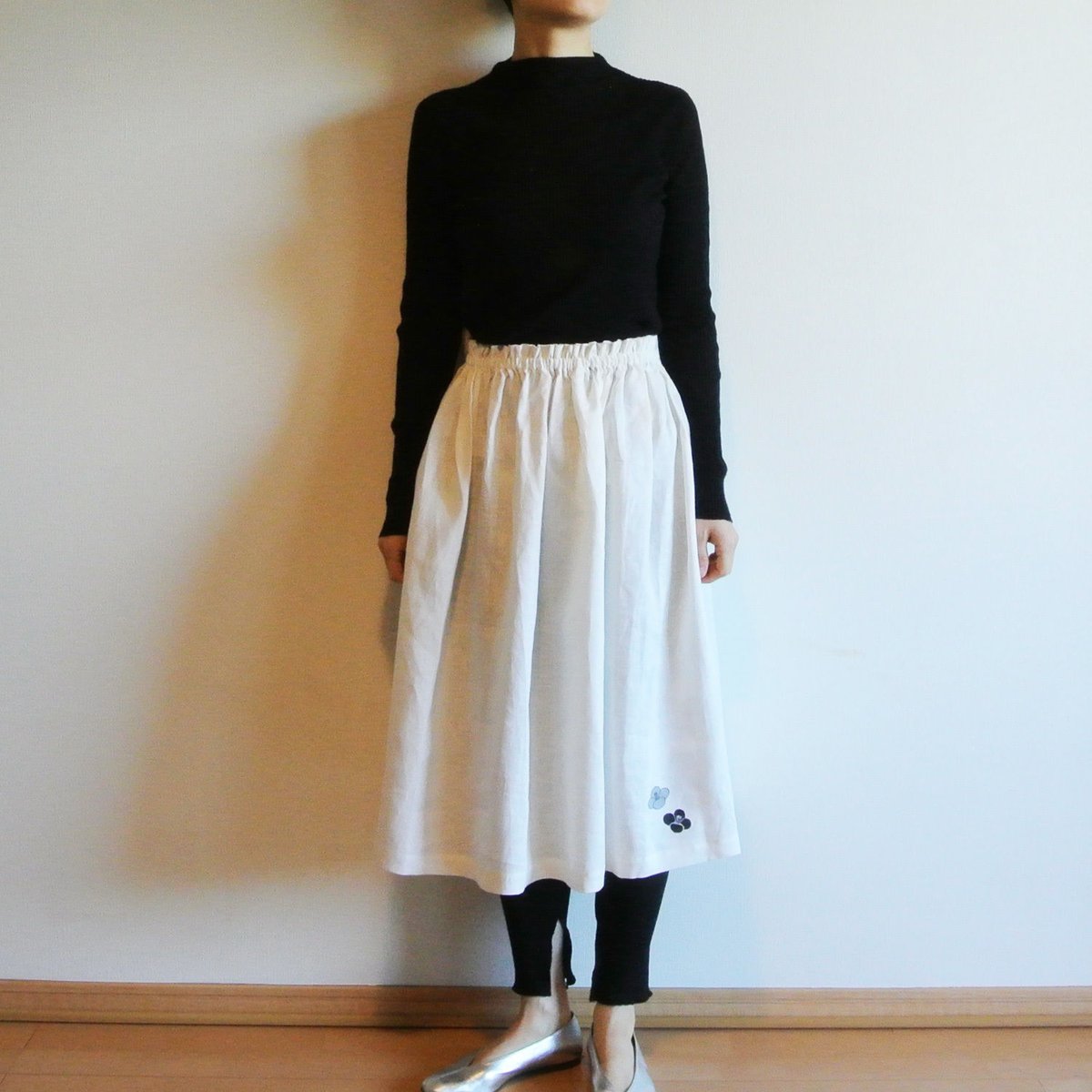 入手困難☆Houttuynia cordata ギャザースカートlinen 白