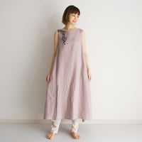 ロングワンピース　くすみピンク　海中植物