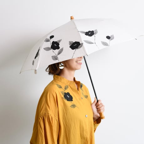 軽い手描き日傘・山茶花（サザンカ）