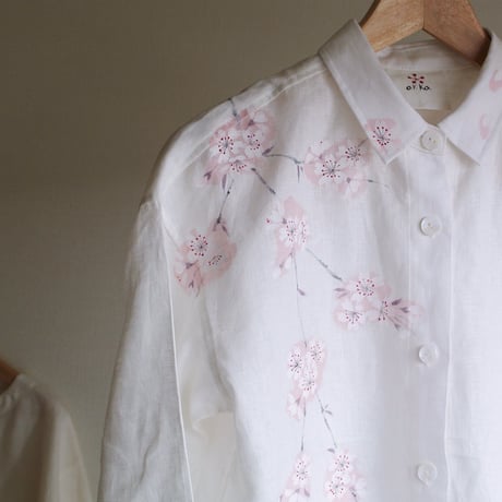 リネン・シャツワンピース　白＜桜＞
