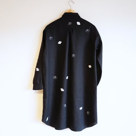 リネン・ロングシャツ白＜椿＞