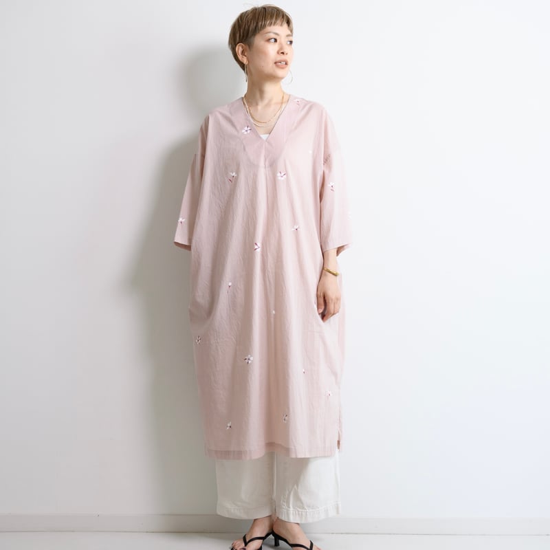 ゆったりカフタンワンピース・手描き・桜 | akkaの手描き服