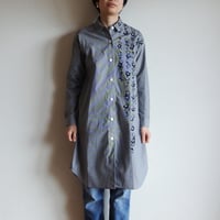 シャツワンピース　ギンガムチェック黒　＜枝垂れ梅＞