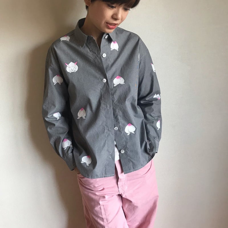 マチャット　ギンガムチェックシャツ 新品／MACHATTマチャット／スタンドカラーオーバーシャツ