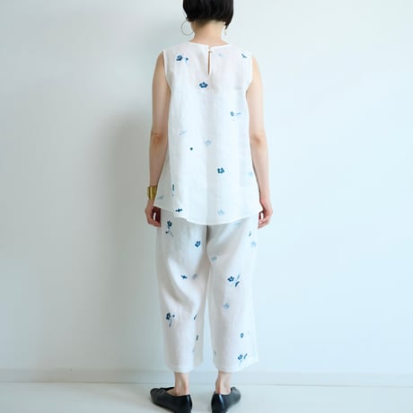 ノースリーブブラウス　藍色梅