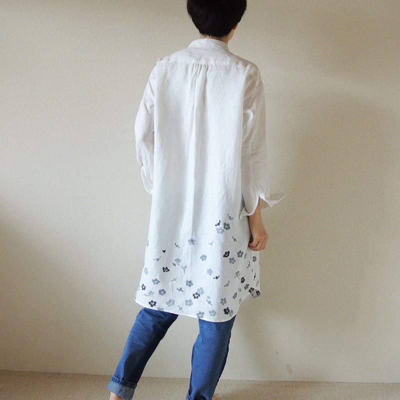 ワンピース リネン服　白色 ワンピース 白 即納 S〜M相当 コットン リネン 森ガール 綿 麻