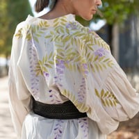 手描き藤柄ソフトワッシャー・ロングブラウス