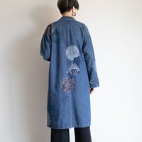 ビンテージデニムチェスターコート　手描き・唐獅子牡丹