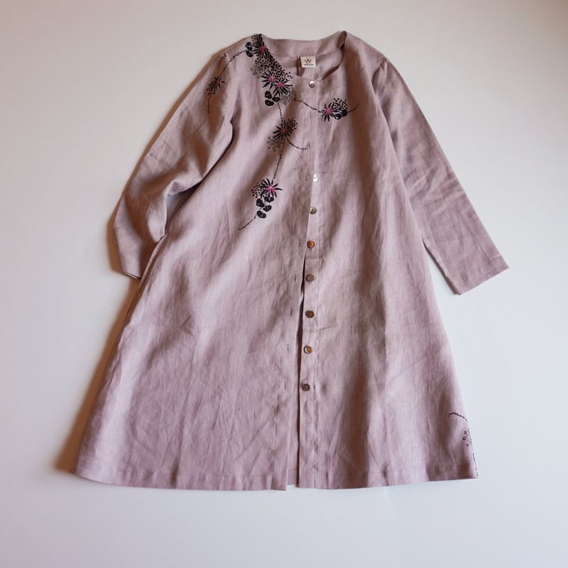 Robe de Confections リネン コート ワンピース X2866 リネンロングワンピース .-- QUITO （パステルブラウン） -MANGO