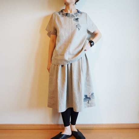 リネン・ギャザースカート　ベージュ＜葡萄＞