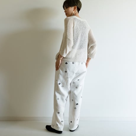 リネンテーパードパンツ　墨梅