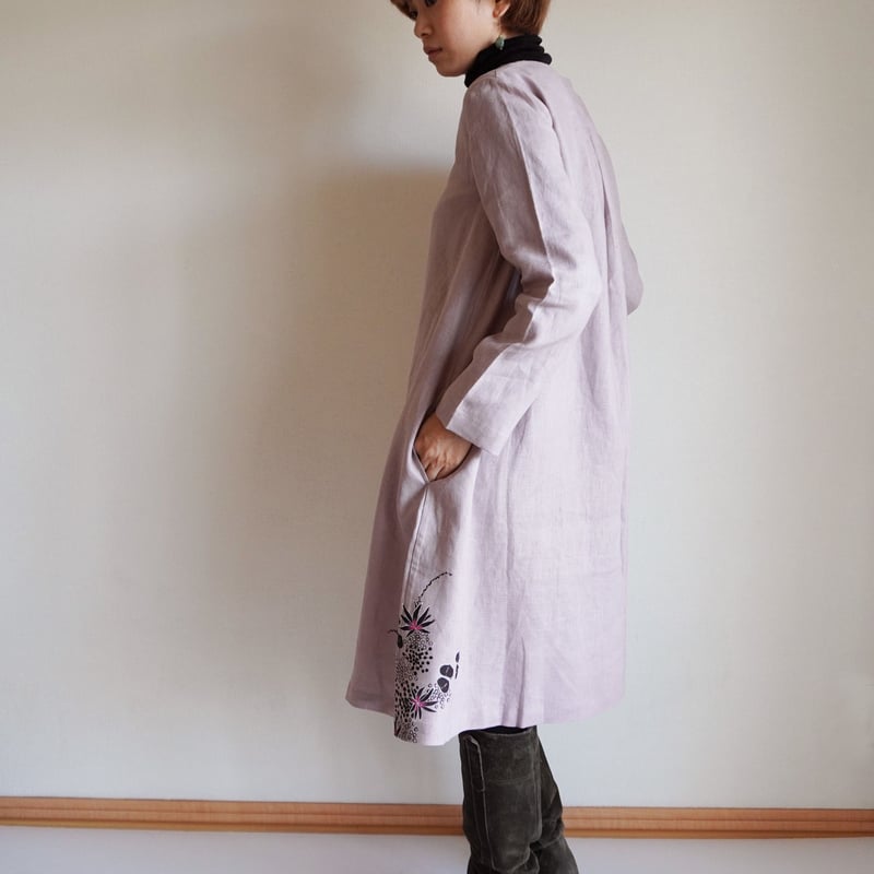 Robe de Confections リネン コート ワンピース X2866 リネン・コートワンピース くすみピンク ＜海中植物＞ | akkaの