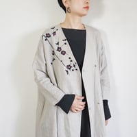 リネン・羽織り　ベージュ　＜墨梅＞