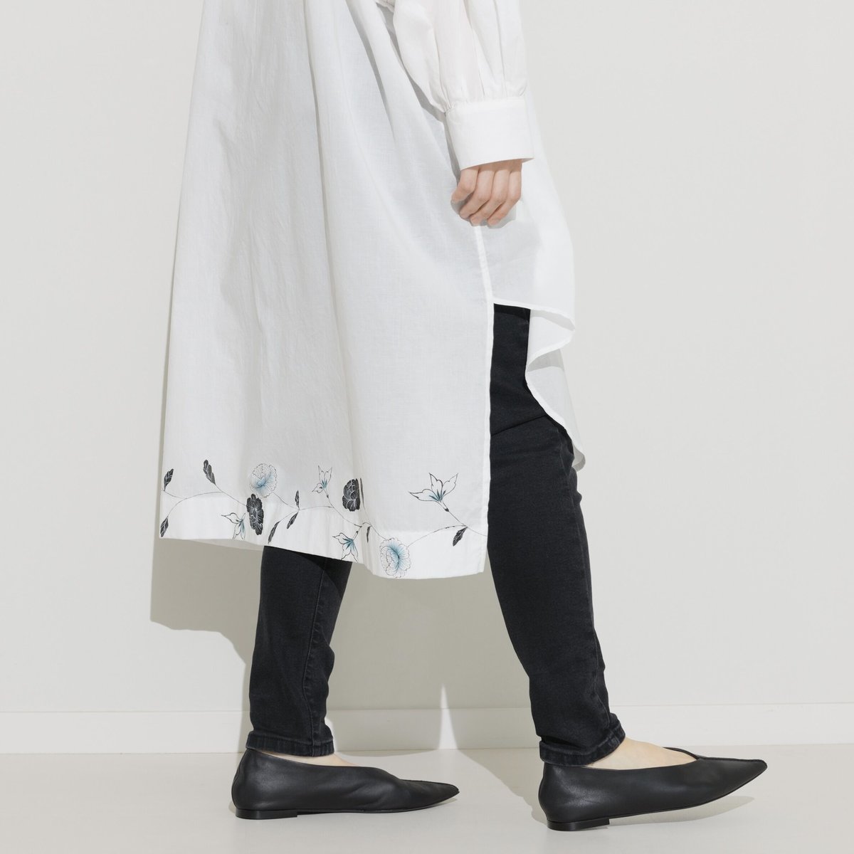 ソフトワッシャー・ロングブラウス/手描き更紗牡丹 | akkaの手描き服