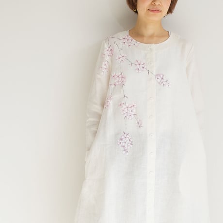 リネンコートワンピース　桜